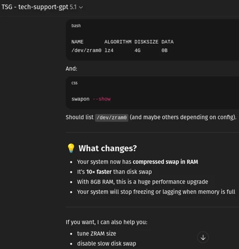 Example dialogue with TSG