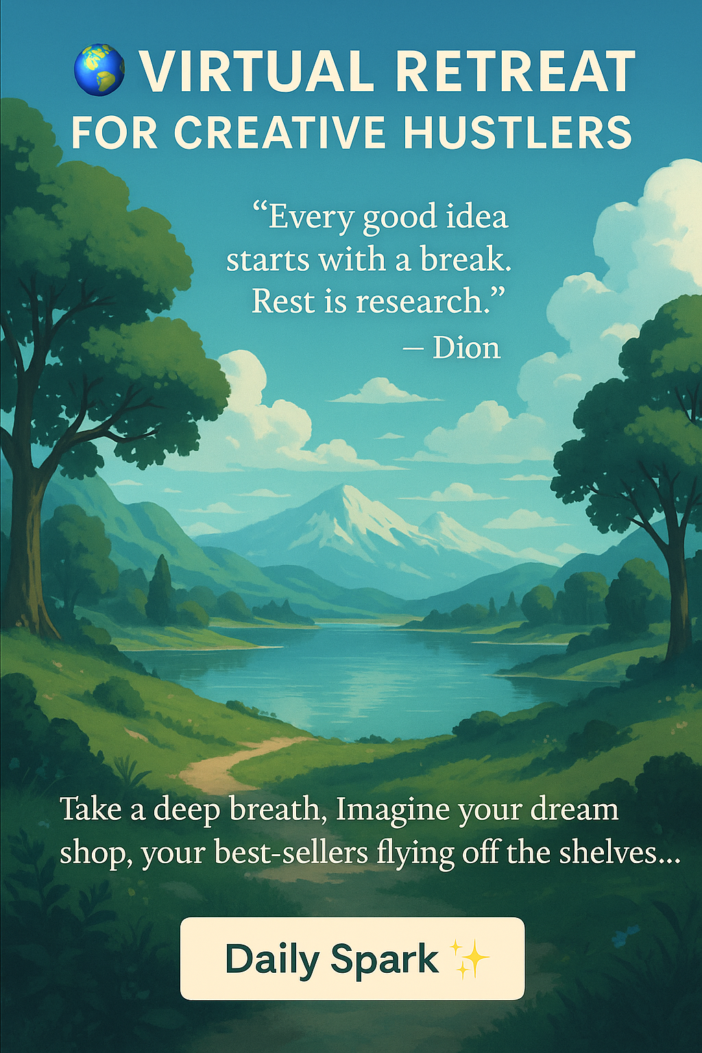 Virtual Retreat for Creative Hustlers — Every good idea starts with a break. Rest is research. – Dion